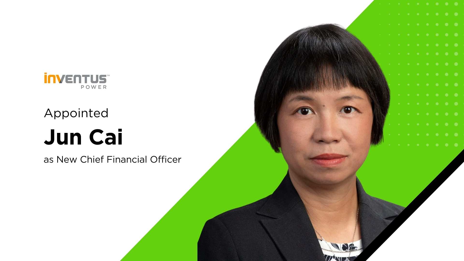 Inventus Power names Jun Cai CFO